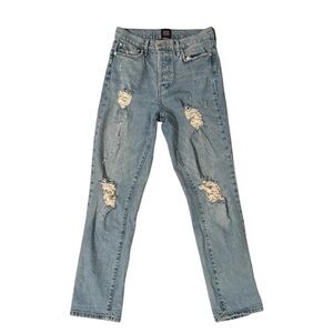 BGD Distressed High Rise Stretch Straight Leg Jeans